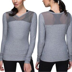 Lululemon Rulu Light Mesh Long Sleeve Top Size 4 Just Breathe Grey